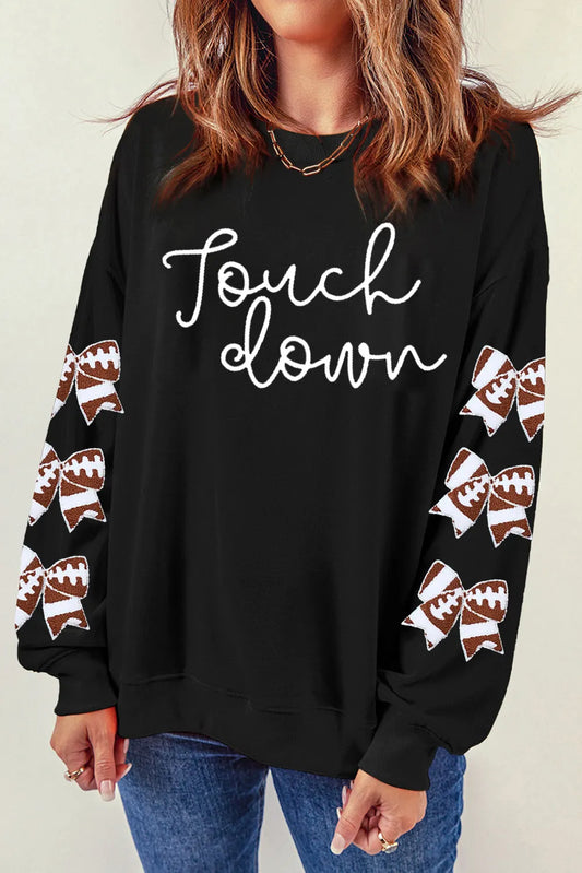 Letter Graphic Bow Long Sleeve Sweatshirt