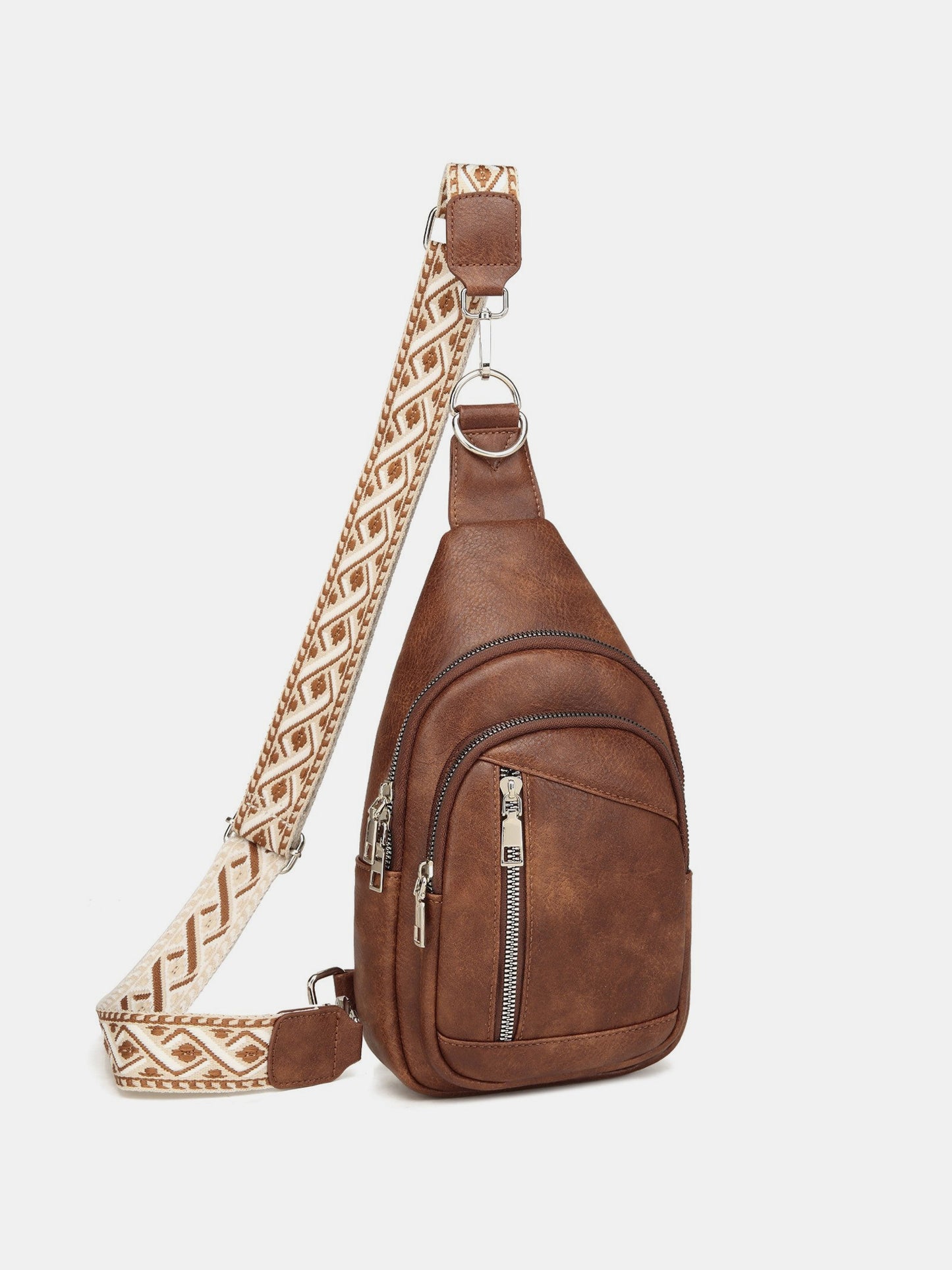 PLeather Crossbody Bag with Two Detachable Straps