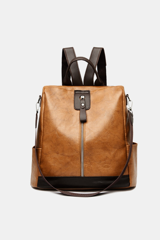 Contrasting PLeather Backpack Bag