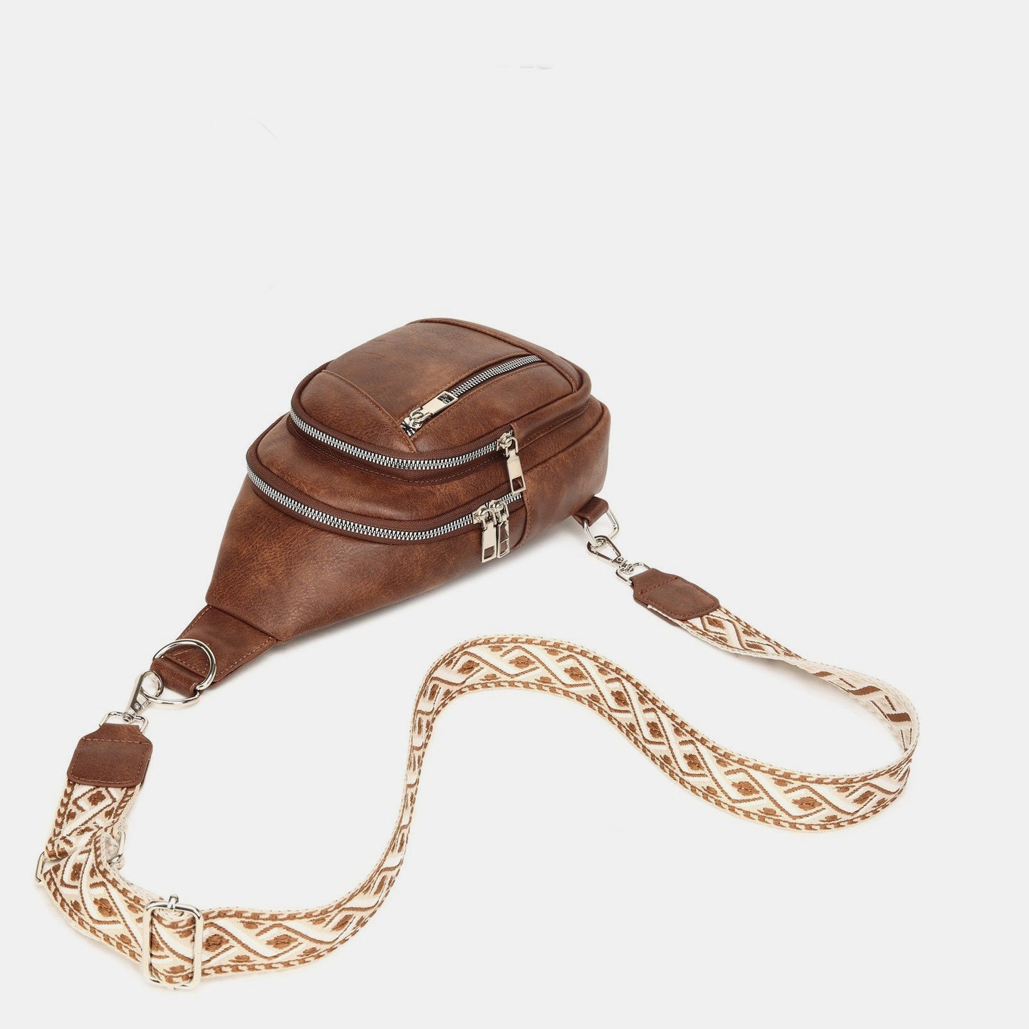 PLeather Crossbody Bag with Two Detachable Straps